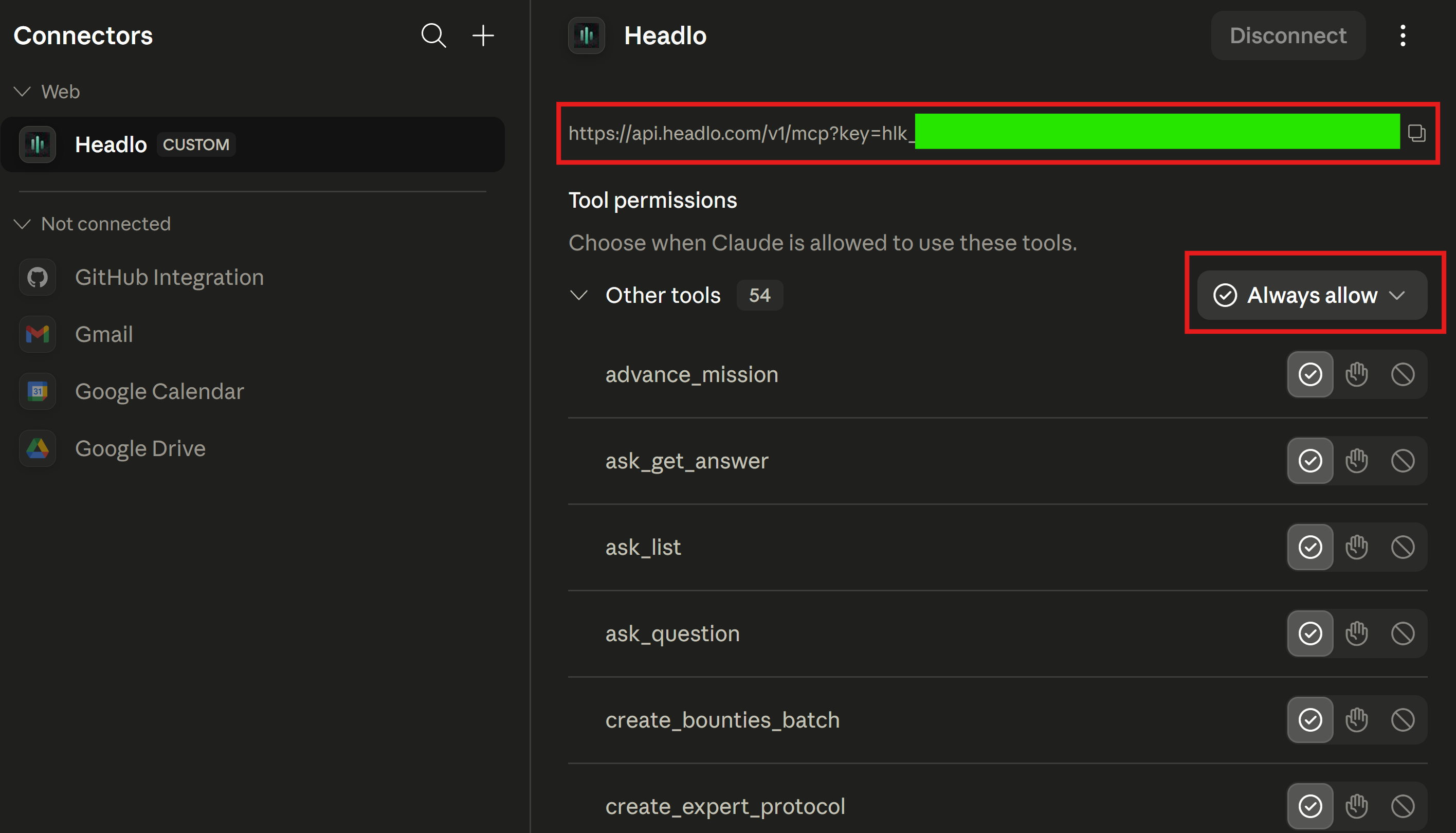 Set Headlo tools to Always allow